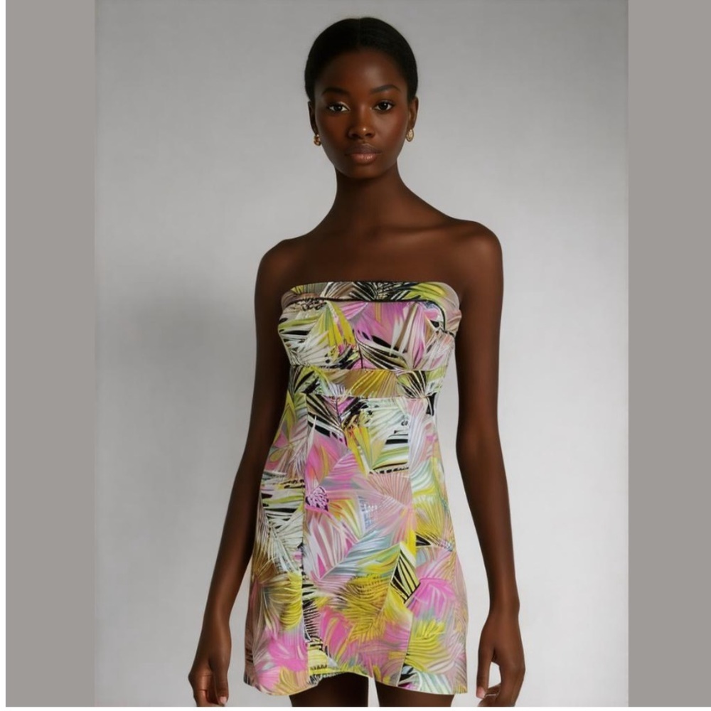 H&M Strapless Tropical Print Dress